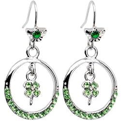 Shamrock Green Clover Hoop Earrings