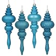 8ct Turquoise Blue 4-Finish Regal Shatterproof Finial Christmas Ornaments 7"