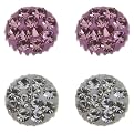 Girl's Sterling Silver Crystal Button Earring Set - 2 Piece