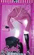 Barbie 2007 Fashion Fever Doll's Cloth Casual Outfit Assortment Set in Black and Pink Color Theme (6 Pieces) L3371 with Halter, Sleeveless Dress, Handbag, 1 Pair of High Heel Boots and Sunglasses