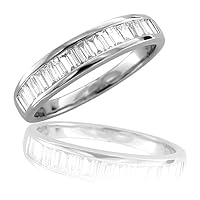 14K White Gold Emerald Cut Diamond Wedding Ring Band (GH, SI3-I1, 0.50 carat)