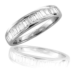 14K White Gold Diamond Wedding Ring Band (GH, I1, 0.50 carat)
