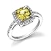 Work of Art 2.75 carats Cushion Cut Yellow Sapphire Diamond High Gem Quality Ring in 14 Karat White Gold