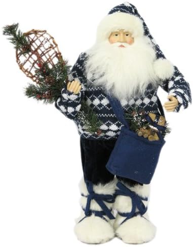 16" Blue Sweater Santa Claus W/Snow Shoes - S11610