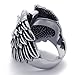 KONOV Jewelry Stainless Steel Angel Wing Unisex Ring, Black and Silver