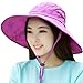 Women Summer Rain Hat UV UPF 50 Sun Protection Wide Brim Hat Sun Hat Foldable Bucket Hat (Rose Red)