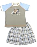 Mis Tee V-Us - Toddler Boys Short Sleeve Golf Short Set, Putty, Light Blue