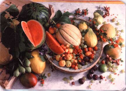 LAMPS BEAUTIFUL Fine Art Glass Cutting Board--Melons--Excellent customer service--see our feedback.
