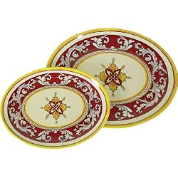 Set of Le Cadeaux Triple Weight Melamine 12 Inch + 16 Inch Oval Serving Platter