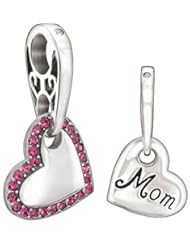 Chamilia Sterling Silver Swarovski Mom Heart Dangle Bead Charm