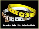 Super Reflective Silver Dog Collar - Large | By Vedante | Bonus Glow in the Dark Tag | Great Stocking Stuffer!