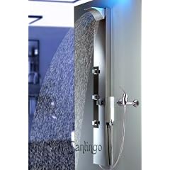 Edelstahl Duschpaneel von Sanlingo. Duschs�ule mit Spiegel, Wassefall und Regendusche