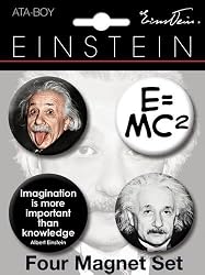 Albert Einstein 4 Piece Round Refrigerator Magnet Set