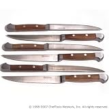Outset QL90 Curtis Lloyd 6-Piece Walnut-Handled Stainless-Steel Steak-Knife Set