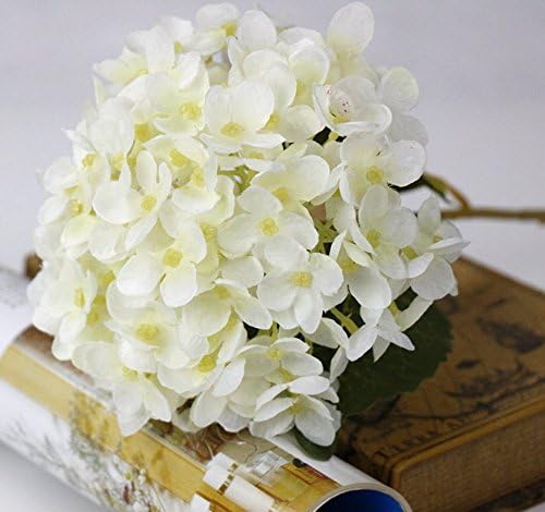 MUXUE Hydrangea flowers simulation single branch, raw silk simulation artificial flower plant wedding*3 (white,)