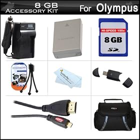 8GB Accessories Kit For Olympus OM-D E-M5 Digital Camera Includes 8GB High Speed SD Memory Card + Extended Replacement (1500 maH) BLN-1 Battery + AC/DC Travel Charger + Micro HDMI Cable + USB 2.0 Card Reader + Deluxe Case + Screen Protectors + More