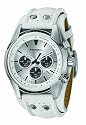 Fossil - CH2592 - Montre Homme - Quartz Analogique - Cadran Argent - Bracelet Cuir Blanc
