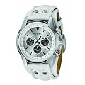 Fossil Herren-Armbanduhr Chronograph Leder weiss Sport Gents CH2592
