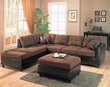 Harlow L Sectional in Chocolate Microfiber and Dark Brown Faux Leather by Coaster - 500655L
