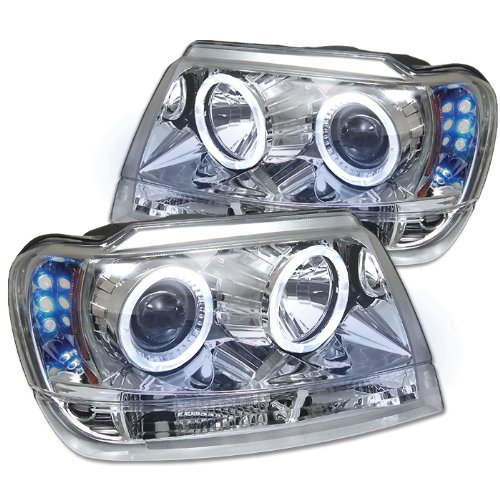 Spyder PRO-YD-JGC99-HL-C Jeep Grand Cherokee ( Non Laredo Limited Sport Version ) Halo LED Chrome Projector Headlights Assembly (Sold in Pairs)