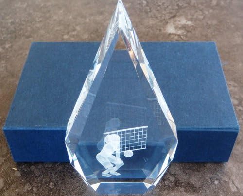 3D Crystal Laser Engraved Female Volleyball Player Paperweight (Brand New)