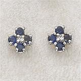 14K White Gold Sapphire and Diamond Clover Earrings