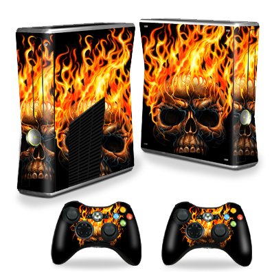 Protective Vinyl Skin Decal Cover for Microsoft Xbox 360 S Slim + 2 Controller Skins Sticker Skins Hot Head