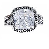 Sterling Silver 925 Clear CZ Rhodium Plated Ring