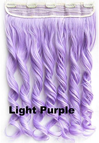 Beauty Wig World Fahion Women 23Inch Full Head Synthetic Hair Clip on in Hairpieces 130gr Color#Light Purple