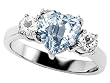 2.60 cttw 925 Sterling Silver Genuine Heart Shape Simulated Aquamarine Engagement Ring