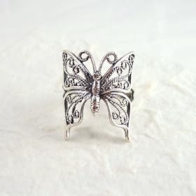 Sterling Silver Filigree Butterfly Ring
