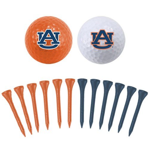 Auburn Tigers Two Golf Balls And Twelve Tees Set