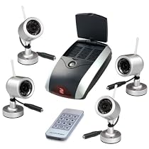 2.4 GHz Channel-scan Alloyed shell water-proof Wireless Indoor/Outdoor security system with 4 Pack CCTV Surveillance security Camera w/NightVision