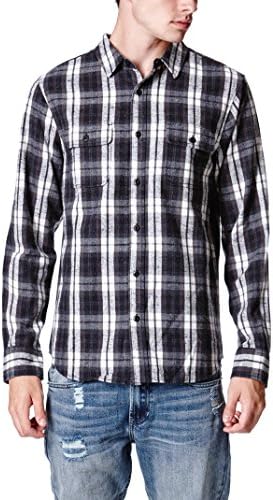 On The Byas Mens Paul Multi Plaid Long Sleeve Woven Shirt