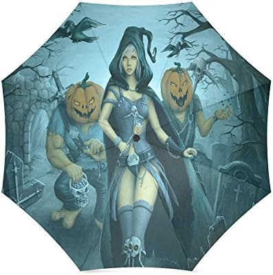 Happy Halloween's Day Gifts Scary Ghosts Pumpkin Custom Folding Portable Outdoor Rain /Sun Umbrella Beach Travel Shade Sunscreen For Women/Men