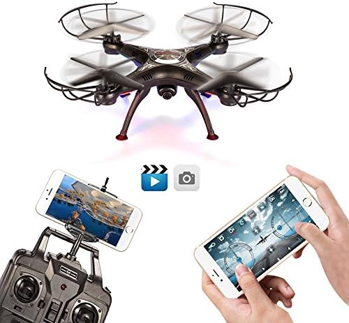 BABADIO 2 Remote Control Mode 4 Channel 2.4G 6-Axis Gyro RC Headless Quadcopter X5SW-1 Drone with Wifi Camera (FPV) for Real Time Video Transmission - Black