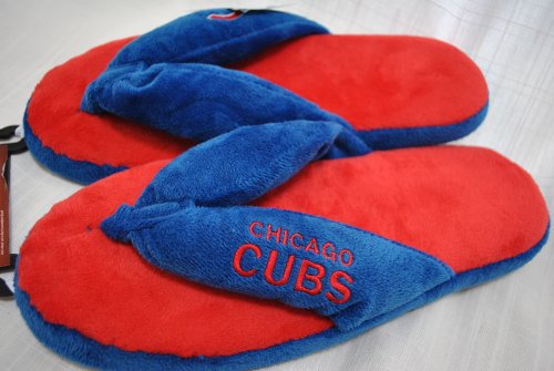 Chicago Cubs Team plush soft Flip Flop Thong size large Slippers