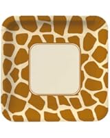 Creative Converting Animal Print Giraffe Square Dinner Plates, 8 Count