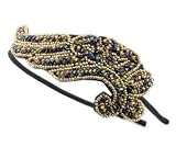 Vintage Bling Phoenix Wing Angel Beads HairBand Hoop Claw Handmade Headband for Women