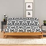 Sure Fit Ikat 1-Piece Futon Slipcover, Black/Ivory