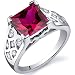 V Prong Princess Cut 3.25 carats Ruby Cubic Zirconia Ring in Sterling Silver Available in Sizes 5 thru 9