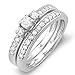 14k White Gold Engagement Round Diamond 3 stone Engagement Bridal Ring Set 1/2 CT (0.50 Ct tw, H-I Color, I1-I2 Clarity)
