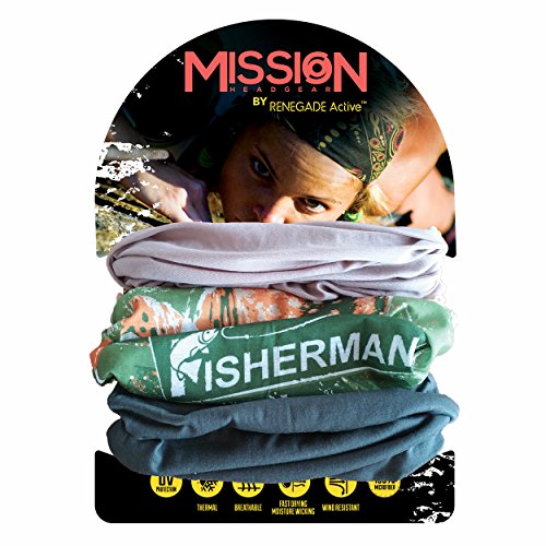 Gone Fishing Bandana Headband 12-in-1 Headwear- Various Colors & Designs -Set of 3 Versatile Sports Headbands -Use As a Neck Gaiter, Bandana, Scarf, Running & Ski Mask & More