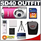 Canon PowerShot SD40 7.1MP Digital Elph Camera with 2.4x Optical Zoom (Precious Rose Pink) + SecureDigital 2GB Memory Card + USB Card Reader + Spare NB-4L Battery + Padded Carrying Case