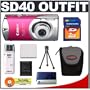 Canon PowerShot SD40 7.1MP Digital Elph Camera with 2.4x Optical Zoom (Precious Rose Pink) + SecureDigital 2GB Memory Card + USB Card Reader + Spare NB-4L Battery + Padded Carrying Case