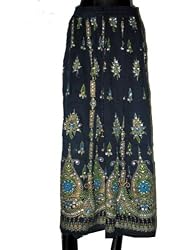 Long Skirts- Stunning Dark Blue Women's Skirt Beaded Dcrapechic India Bohemian Chic