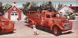 Wallpaper Border Old Red Fire Trucks with a Dalmation Dog