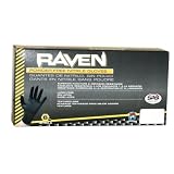 Buy SAS Safety 66518 Raven Powder-Free Disposable Black Nitrile 6 Mil Gloves, Large,... by SAS Safety