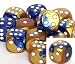 Gemini 16mm d6 Blue-Gold w/white Pipped Dice