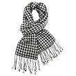 100% Pashmina/Cashmere Houndstooth Pattern Tassel Ends Long Scarf - Various Colors Available